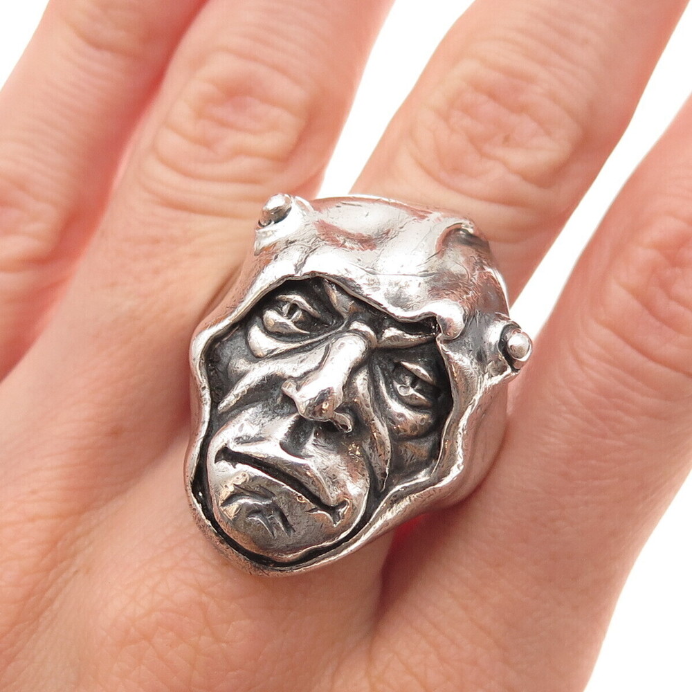 Outrider J. 925 Sterling Silver Vintage Demon Druid Oxidized Ring Size 10